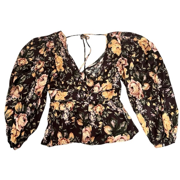 OLIVACEOUS floral top peplum NWT size Large - Picture 2 of 16